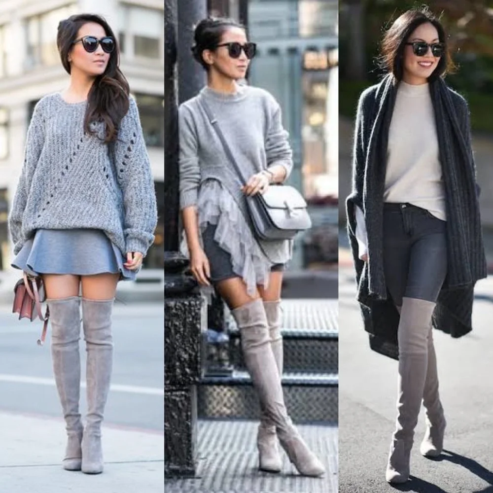 Bardot ➰ ladies grey suede knee high boots s6 - Picture 3 of 6